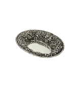 ANTIQUE 925 STERLING SILVER HANDMADE FLORAL REPOUSSE ORNATE BON BON DISH BOWL