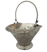 FINE ITALIAN 925 STERLING SILVER HANDMADE MULTI FLOWER ROPE BASKET CENTERPIECE