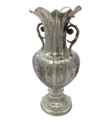 FINE 925 STERLING SILVER HANDMADE LEAF FLORAL APPLIQUE FLOWER VASE WITH HANDLES