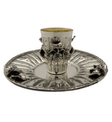 FINE 925 STERLING SILVER HANDMADE MULTI BIRD LEAF TREE APPLIQUE CUP & TRAY