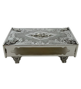 925 STERLING SILVER HANDMADE FLORAL ORNATE CHASED MATTE & SHINY MATCHBOX HOLDER