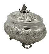 FINE 925 STERLING SILVER HANDMADE FLORAL SWIRL ENGRAVED ORNATE JEWELRY ESROG BOX