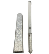 925 STERLING SILVER HANDMADE MODERN HAMMERED SERRATED VICTORINOX KNIFE & COVER