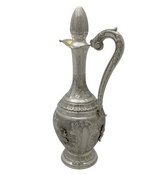 FINE 925 STERLING SILVER HANDMADE CHASED SWIRL LEAF APPLIQUE FLUTED WINE BOTTLE