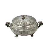 FINE 925 STERLING SILVER HANDMADE FLORAL SWIRL ORNATE STRIATED & SLEEK ESROG BOX