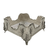 925 STERLING SILVER HANDMADE LEAF APPLIQUE CHASED MATTE & SHINY NAPKIN HOLDER