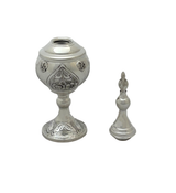 FINE 925 STERLING SILVER HANDMADE FLORAL ROSE MATTE SHINY BESAMIM HOLDER & COVER