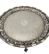 ANTIQUE 925 STERLING SILVER HANDMADE HEAVY FLORAL REPOUSSE ORNATE SERVING TRAY