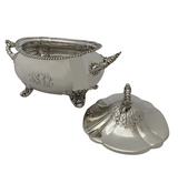 ANTIQUE 1892 GORHAM 925 STERLING SILVER HANDMADE MONOGRAMMED ORNATE OVAL TUREEN
