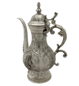 FINE 925 STERLING SILVER HANDMADE CHASED LEAF APPLIQUE MATTE & SHINY OIL PITCHER