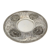 925 STERLING SILVER HANDMADE FLORAL ORNATE APPLIQUE SWIRL MATTE SHINY CUP & TRAY