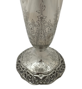 ANTIQUE 20TH CENTURY GORHAM 925 STERLING SILVER HANDMADE FLORAL PIERCED VASE