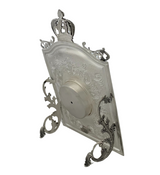 925 STERLING SILVER HANDMADE CHASED SWIRL CROWN MATTE & SHINY QUARTZ TABLE CLOCK