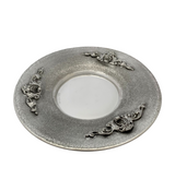 FINE 925 STERLING SILVER HANDMADE SHELL ORNATE APPLIQUE MATTE & SHINY CUP & TRAY