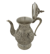 FINE 925 STERLING SILVER HANDMADE CHASED LEAF APPLIQUE MATTE & SHINY OIL PITCHER
