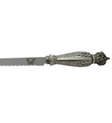 FINE SILVER PLATED HANDMADE CHASED LEAF SWIRL EMBOSSED ORNATE SERRATED KNIFE