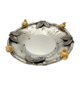 925 STERLING SILVER & GILDED HANDMADE MULTI BIRD & LEAF APPLIQUE TREE CUP & TRAY
