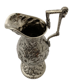 ANTIQUE KIRK & SON 925 STERLING SILVER HANDMADE R INITIAL FLORAL OIL PITCHER