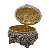 FINE ITALY 925 STERLING SILVER HANDMADE HEAVY FLORAL REPOUSSE ORNATE ESROG BOX