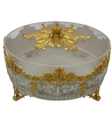 925 STERLING SILVER & GILDED HANDMADE CHASED LEAF APPLIQUE CROWN MATZAH HOLDER