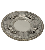FINE 925 STERLING SILVER HANDMADE CHASED LEAF SWIRL MATTE & SHINY CUP & TRAY