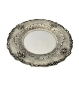 FINE 925 STERLING SILVER HANDMADE FLORAL APPLIQUE ORNATE MATTE SHINY CUP & TRAY