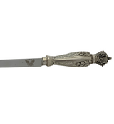 FINE SILVER PLATED HANDMADE CHASED LEAF SWIRL EMBOSSED ORNATE NON SERRATED KNIFE