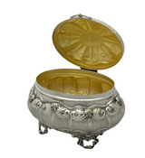 FINE 925 STERLING SILVER HANDMADE FLORAL LEAF APPLIQUE STRIATED ORNATE ESROG BOX