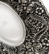 ANTIQUE 925 STERLING SILVER HANDMADE FLORAL REPOUSSE ORNATE BON BON DISH BOWL