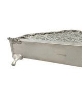 FINE 925 STERLING SILVER HANDMADE CUT OUT CHASED LEAF SWIRL ORNATE NAPKIN HOLDER