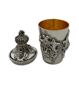 FINE TOPAZIO 925 STERLING SILVER HANDMADE HEAVY FLORAL ORNATE CUP & TRAY & COVER