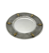 925 STERLING SILVER & GILDED HANDMADE LEAF APPLIQUE ORNATE HONEY DISH & TRAY