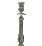 FINE 925 STERLING SILVER HANDMADE CHASED LEAF APPLIQUE ORNATE SWIRL CANDLESTICKS