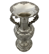 FINE 925 STERLING SILVER HANDMADE FLUTED CHASED LEAF APPLIQUE ORNATE FLOWER VASE