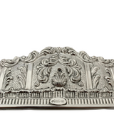 FINE 925 STERLING SILVER HANDMADE CHASED LEAF FLORAL ORNATE FLAT NAPKIN HOLDER