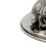 LARGE 925 STERLING SILVER HANDMADE FLORAL LEAF APPLIQUE ORNATE MATTE FLOWER VASE