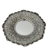 925 STERLING SILVER HANDMADE MULTI FLORAL LEAF ORNATE MATTE & SHINY CUP & TRAY