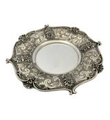 925 STERLING SILVER HANDMADE FLORAL CHASED SWIRL ORNATE MATTE & SHINY CUP & TRAY