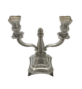 925 STERLING SILVER HANDMADE CHASED SWIRL ORNATE MATTE SHINY 2 LIGHT CANDELABRA