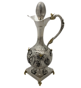 925 STERLING SILVER & GILDED HANDMADE MULTI BIRD LEAF TREE BOTTLE HOLDER & TRAY