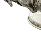 FINE LARGE 925 STERLING SILVER HANDMADE LEAF APPLIQUE CHASED DOUBLE SALT HOLDER