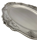 ANTIQUE REDLICH & CO 925 STERLING SILVER HANDMADE REPOUSSE FLORAL SERVING TRAY