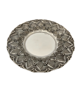 FINE 925 STERLING SILVER HANDMADE MULTI FLORAL ORNATE MATTE & SHINY CUP & TRAY