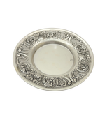 FINE 925 STERLING SILVER HANDMADE FLORAL CHASED ORNATE MATTE & SHINY CUP & TRAY