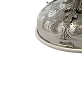 925 STERLING SILVER HANDMADE LEAF APPLIQUE SWIRL CHASED MATTE SHINY ELIYAHU CUP