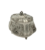 925 STERLING SILVER HANDMADE LEAF APPLIQUE CHASED SWIRL MATTE & SHINY ESROG BOX