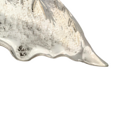 FINE 925 STERLING SILVER HANDMADE UNIQUE MATTE & SHINY AUTUMN LEAF SERVING DISH