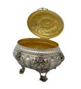 FINE 925 STERLING SILVER HANDMADE FLORAL LEAF CHASED ORNATE ESROG JEWELRY BOX