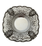 FINE ITALIAN 925 STERLING SILVER HANDMADE CHASED SWIRL LEAF APPLIQUE CUP & TRAY