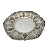 FINE 925 STERLING SILVER HANDMADE LEAF APPLIQUE ORNATE MATTE SHINY CUP & TRAY